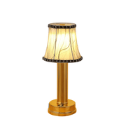 LumiStoff LED Tischleuchte dimmbar kabellos mit Stoffschirm für Wohnzimmer und Schlafzimmer
