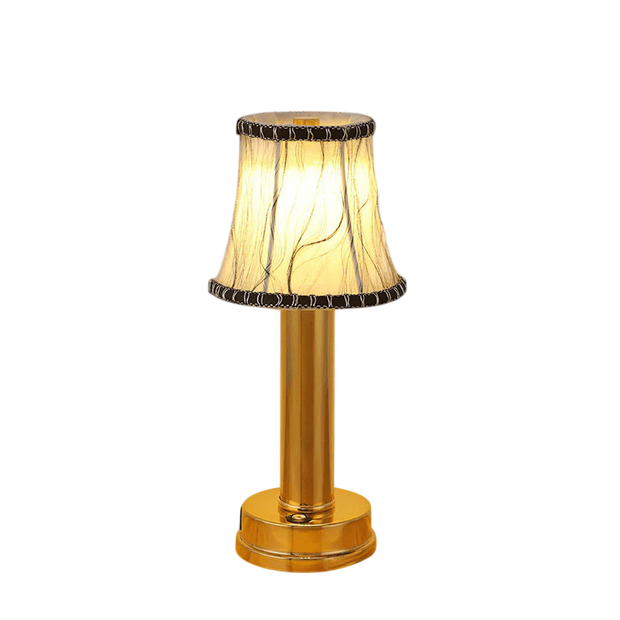 LumiStoff LED Tischleuchte dimmbar kabellos mit Stoffschirm für Wohnzimmer und Schlafzimmer