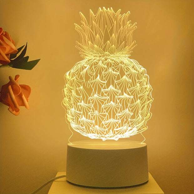 Ananas Nachtlampe 3D LED Tropisches Design für Schlafzimmer Kinderzimmer oder Büro