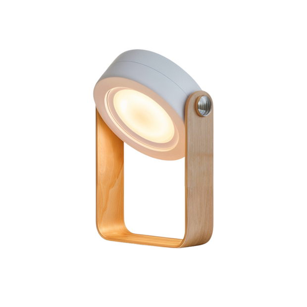 Dimmbares LED Tischlicht Holz Metall tragbar mit Akku und USB