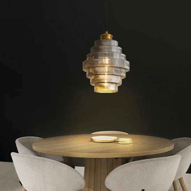 Design Hängelampe Glas Messing Retro Modern für Wohnzimmer Esszimmer