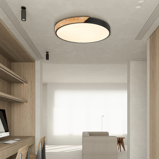 Skandinavische LED Deckenleuchte aus Holz für Wohnzimmer Schlafzimmer Flur