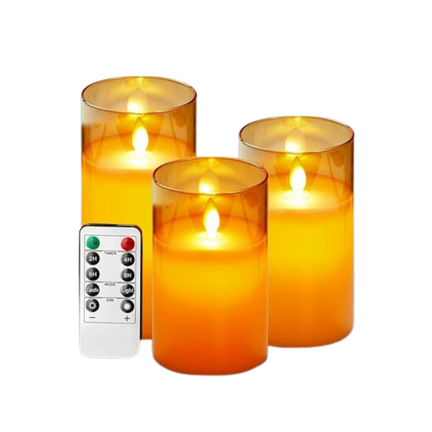 Flammenzauber LED Kerzen Set mit Fernbedienung Echtwachskerzen Flackerlicht