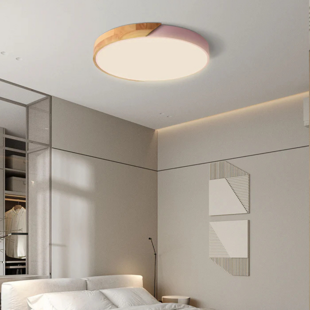 Skandinavische LED Deckenleuchte aus Holz für Wohnzimmer Schlafzimmer Flur