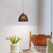 bunte retro hängeleuchte esstisch glas messing warmes licht