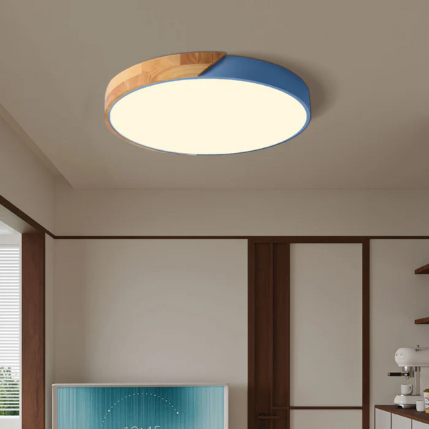 Skandinavische LED Deckenleuchte aus Holz für Wohnzimmer Schlafzimmer Flur