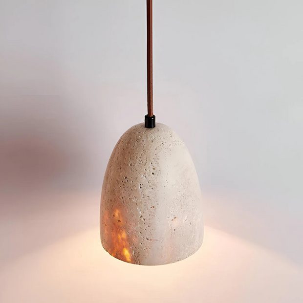 Travertin Pendelleuchte Retro Design aus Naturstein für Esszimmer Wohnzimmer Küche