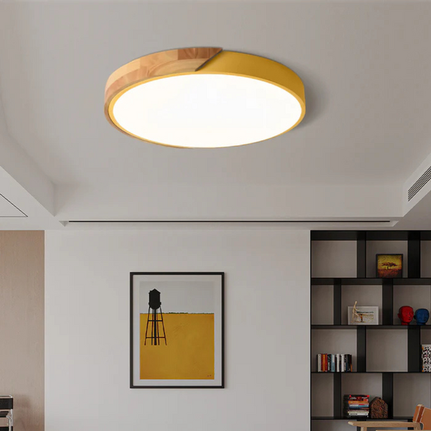 Skandinavische LED Deckenleuchte aus Holz für Wohnzimmer Schlafzimmer Flur
