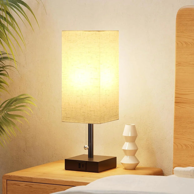LumoLade dimmbare LED Tischlampe mit USB Ladeanschlüssen und 3 Farbtemperaturen