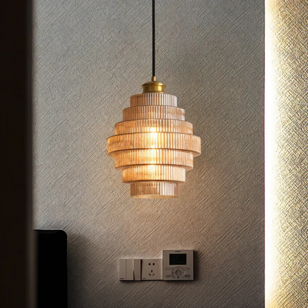 Design Hängelampe Glas Messing Retro Modern für Wohnzimmer Esszimmer
