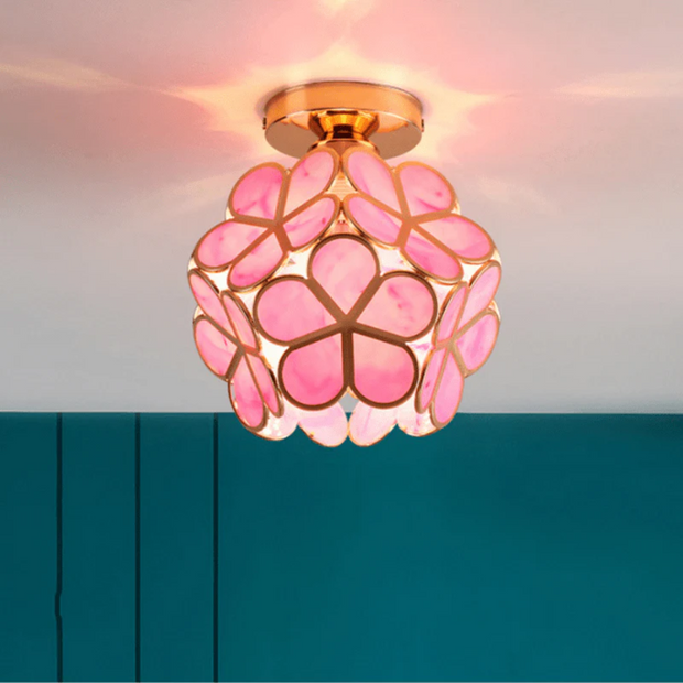 BlütenGlanz Deckenleuchte Glas Blume LED Deckenlampe Wohnzimmer Schlafzimmer Modern