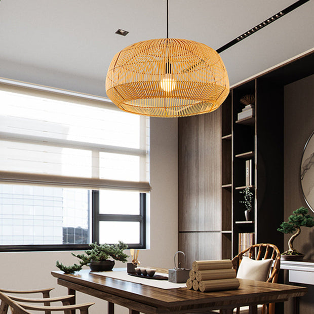 NaturLicht Hängeleuchte | Natürlicher Bambus & Holz | Zeitgenössischer Stil | LED Glühbirne Kompatibel