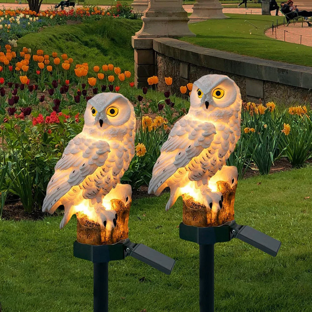 Solar Gartenlampe Eule tierfreundlich LED Außenbeleuchtung wetterfest ohne Strom