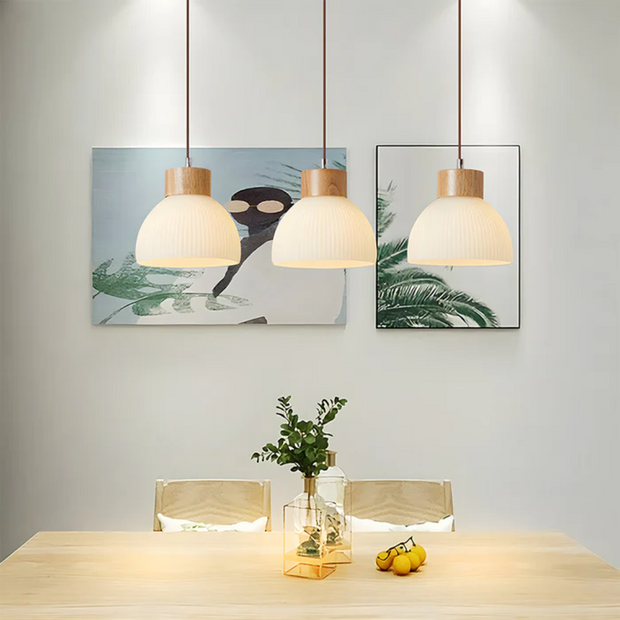 Pendelleuchte Glas Holz modern für Esstisch Wohnzimmer Schlafzimmer kaufen