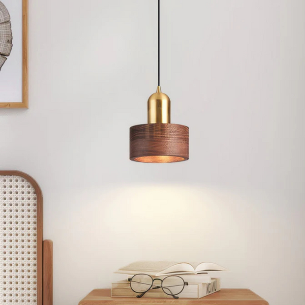 Design Pendelleuchte Esstisch modern Zylinderform in Gold