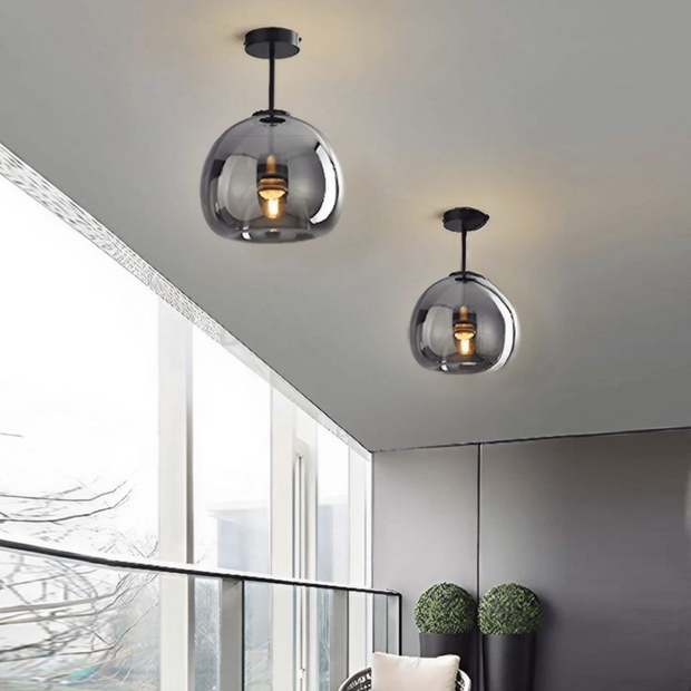 Minimalistische LED Deckenlampe modern rund kupfer Glas warmweiß Wohnzimmer Schlafzimmer