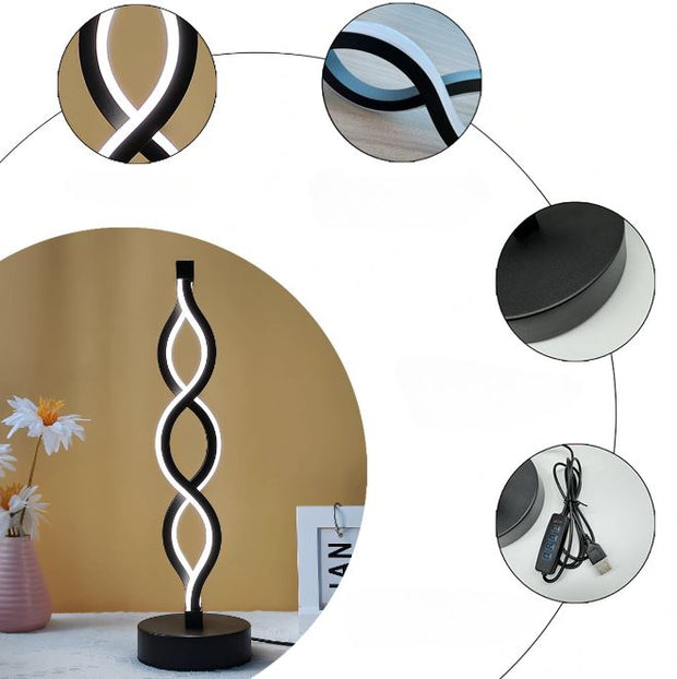 LichtAlva dimmbare LED Tischlampe aus Aluminium mit USB und modernem Design