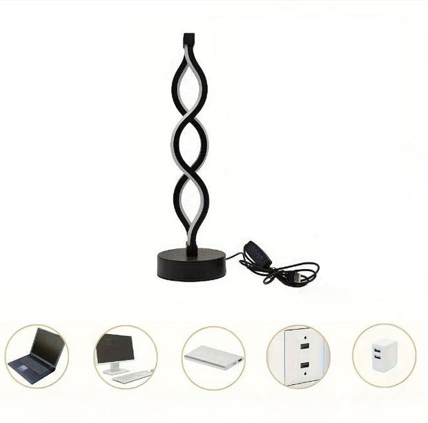 LichtAlva dimmbare LED Tischlampe aus Aluminium mit USB und modernem Design