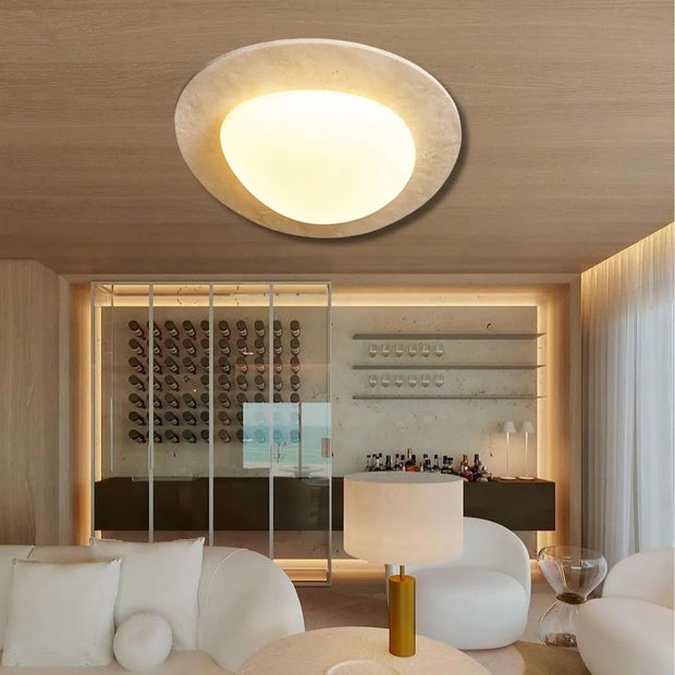 Travertin Deckenleuchte skandinavisch warmes Licht Wohnzimmer Schlafzimmer