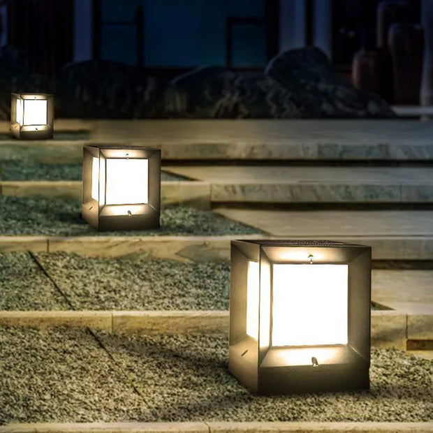 led außen stehlampe modern wetterfest garten beleuchtung aluminium kubus design