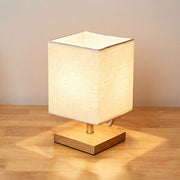 LumoLinn Tischlampe Holz Leinen modern minimalistisch Schlafzimmer Wohnzimmer