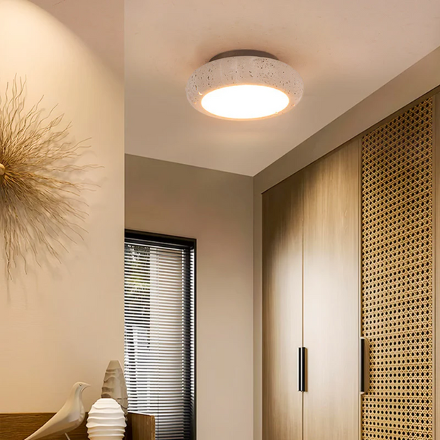 Travertin Deckenlampe Retro Design Wohnzimmer Naturstein Warmes Licht