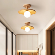Moderne runde Holz Deckenleuchte LED warmweiß für Wohnzimmer und Schlafzimmer