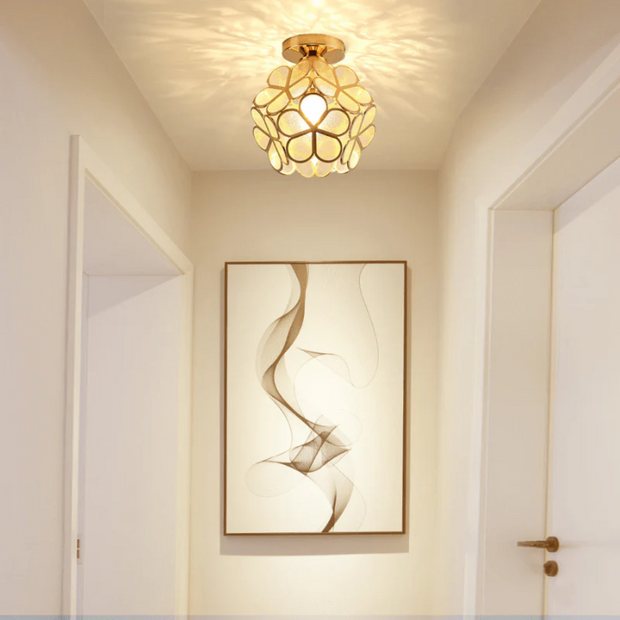 BlütenGlanz Deckenleuchte Glas Blume LED Deckenlampe Wohnzimmer Schlafzimmer Modern