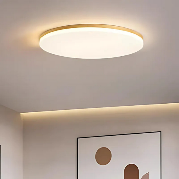 Moderne runde LED Deckenlampe aus Holz und Acryl für Wohnzimmer Schlafzimmer Flur