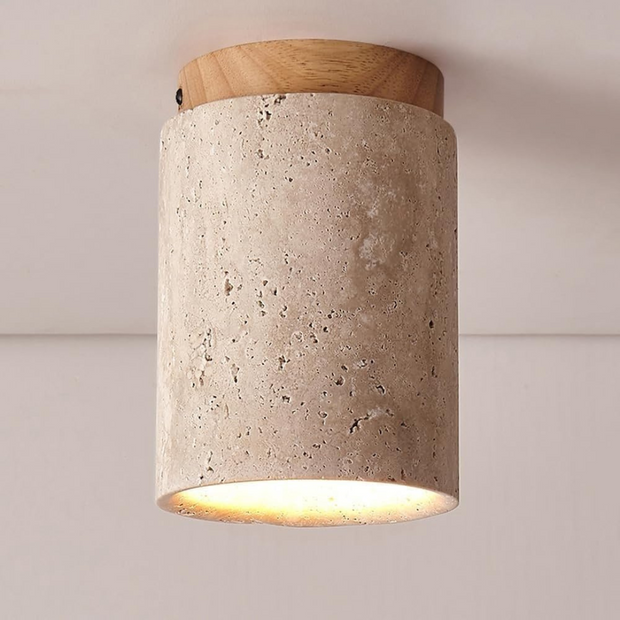 Travertin Deckenlampe SteinLuma mit LED Warmlicht Modernes Design