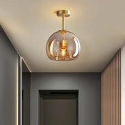 Minimalistische LED Deckenlampe modern rund kupfer Glas warmweiß Wohnzimmer Schlafzimmer