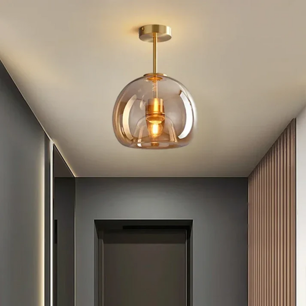 Minimalistische LED Deckenlampe modern rund kupfer Glas warmweiß Wohnzimmer Schlafzimmer