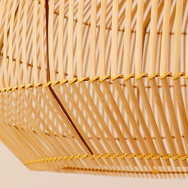 NaturLicht Hängeleuchte | Natürlicher Bambus & Holz | Zeitgenössischer Stil | LED Glühbirne Kompatibel