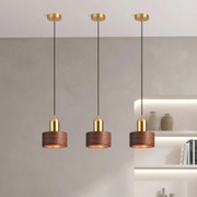 Design Pendelleuchte Esstisch modern Zylinderform in Gold