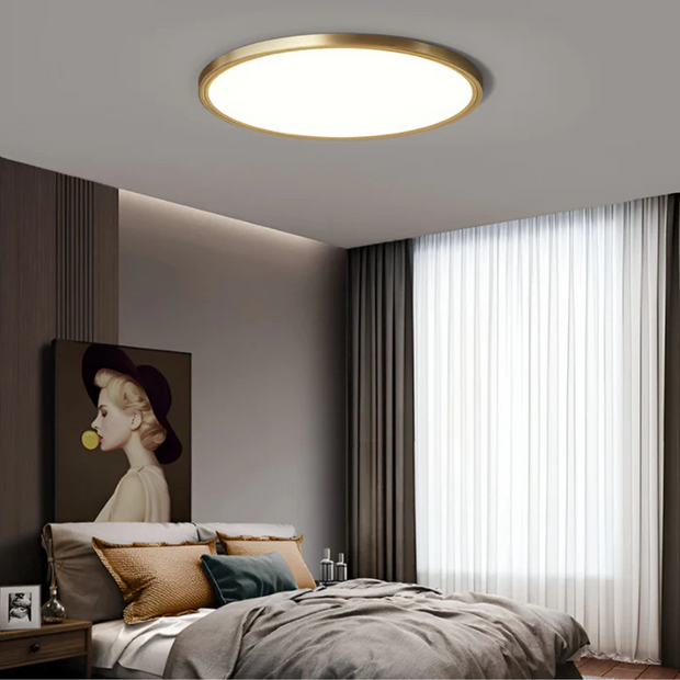 Minimalistische LED Deckenleuchte modern Gold warmes Licht Wohnzimmer