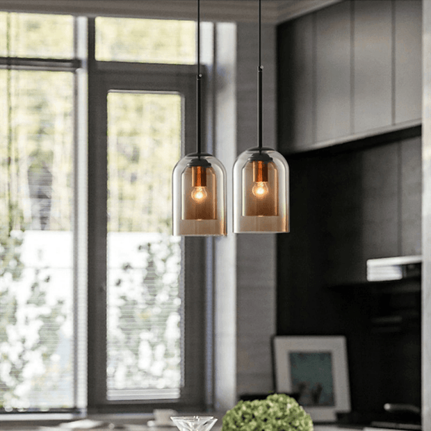 NordLicht Glas-Hängeleuchte, E27 Sockel, LED-kompatibel, 60W Max, verstellbare Kette Deckenlampen