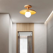 Moderne runde Holz Deckenleuchte LED warmweiß für Wohnzimmer und Schlafzimmer