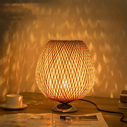 Bambus Tischlampe Vintage Stil Wohnzimmer Schlafzimmer Natürliches Licht