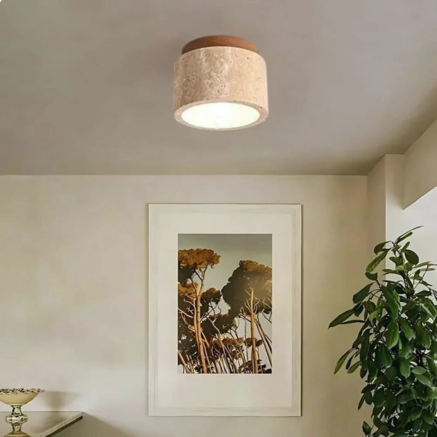 Deckenleuchte Holz Japanischer Wabi-Sabi Stil – Khaki – Retro Design Deckenlampen