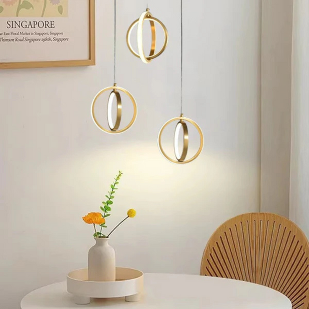 Goldene LED Hängelampe modern Designleuchte für Wohnzimmer und Esszimmer