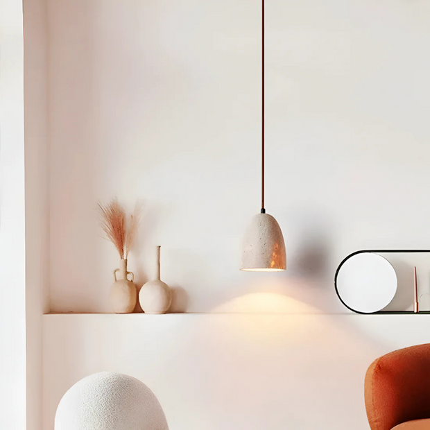 Travertin Pendelleuchte Retro Design aus Naturstein für Esszimmer Wohnzimmer Küche