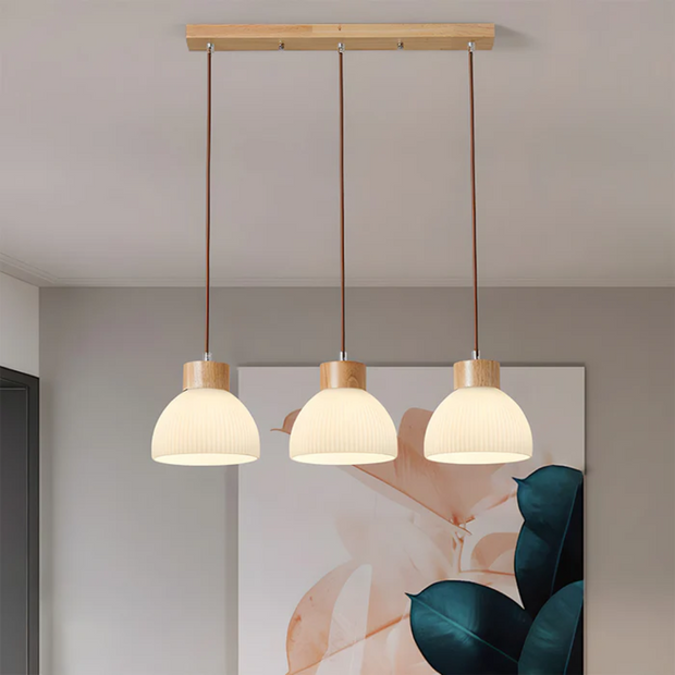 Pendelleuchte Glas Holz modern für Esstisch Wohnzimmer Schlafzimmer kaufen