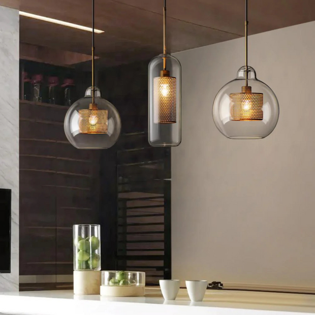 Glas Hängelampe Esszimmer Vintage Design Retro Stil Loft Beleuchtung