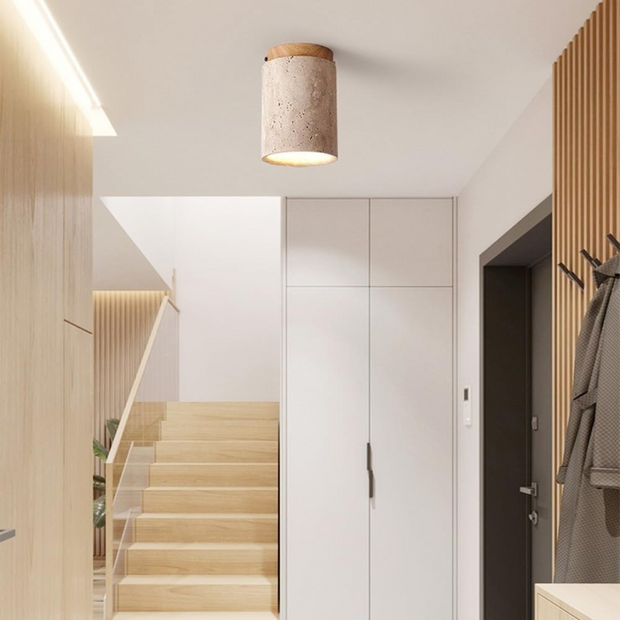 Travertin Deckenlampe SteinLuma mit LED Warmlicht Modernes Design
