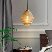 Design Hängelampe Glas Messing Retro Modern für Wohnzimmer Esszimmer