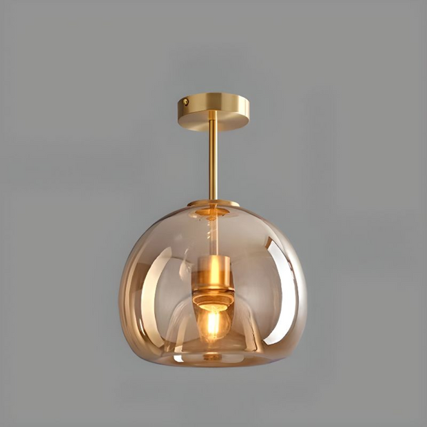 Minimalistische LED Deckenlampe modern rund kupfer Glas warmweiß Wohnzimmer Schlafzimmer