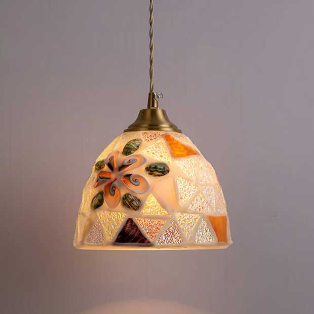 bunte retro hängeleuchte esstisch glas messing warmes licht