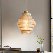 Design Hängelampe Glas Messing Retro Modern für Wohnzimmer Esszimmer