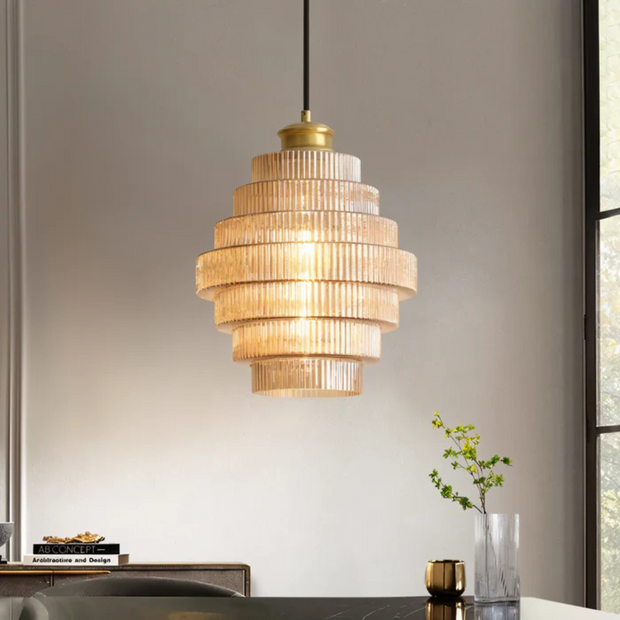 Design Hängelampe Glas Messing Retro Modern für Wohnzimmer Esszimmer