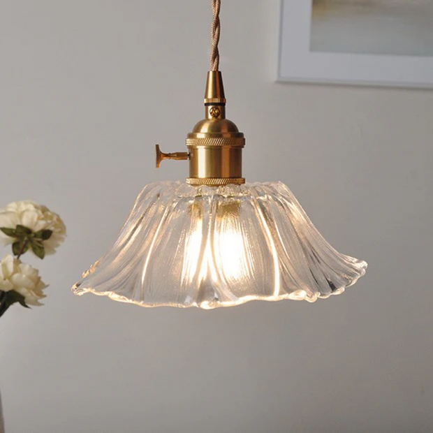 Lotus Pendelleuchte für Esstisch Wohnzimmer LED Glas Designlampe